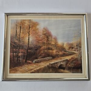 Autumn Landscape Art Print with Silver Metallic Frame